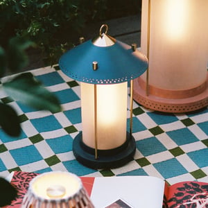 Medium Stefan rechargeable lantern in Denim by the Novogratz