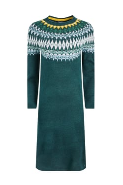 Weird Fish Dutton Fair Isle Knitted Jumper Dress Deep Teal Size 8