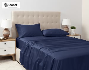 QE Home 500TC Eucalyptus Luxe TENCEL™ Lyocell Sheet Set Sheet Set in Navy, Blue, Double