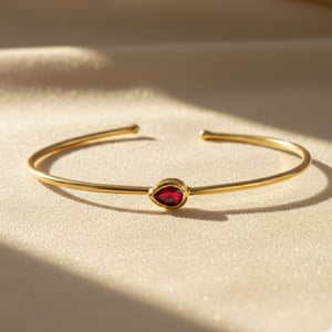 Garnet January Birthstone Gold Vermeil Plated Bangle