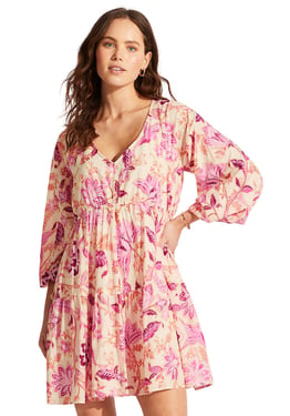 Silk Road Tier Kaftan Pink - L