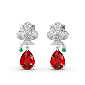 Jeulia Clubs of Poker Inspired Sterling Silver Earrings