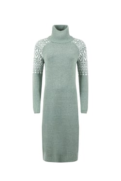 Weird Fish Ezzie Fair Isle Roll Neck Knitted Dress Frosty Spruce Size 22