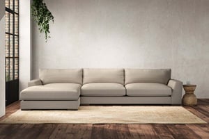 nkuku Guddu Left Hand Chaise Sofa | Make To Order | Grand | Recycled Cotton Stone