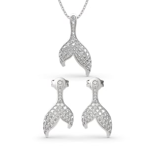 Jeulia "Dancing by the Moonlight" Mermaid Tail Sterling Silver Jewelry Set