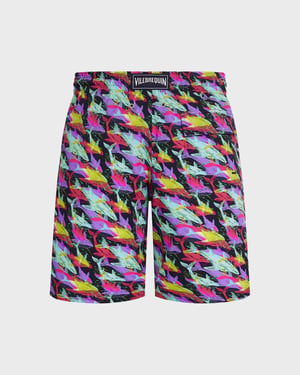 Vilebrequin - Men Long Stretch Swim Shorts Whales Offset - Swimwear - Okorise - Blue - Size XXXL