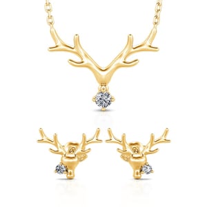 Jeulia "Serene Beauty" Elk Round Cut Sterling Silver Jewelry Set