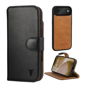 iPhone Air Leather Case (with Detachable Cover & MagSafe Compatible) - Black