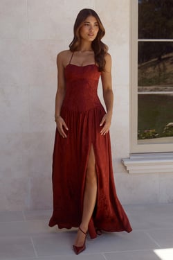 Starlet Status Satin Maxi Dress Wine