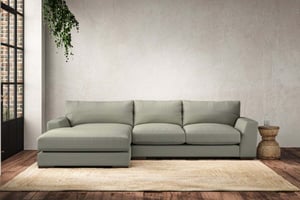 nkuku Guddu Left Hand Chaise Sofa | Make To Order | Medium | Recycled Cotton Seaspray