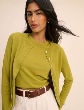Chartreuse Green Crew Neck Cardigan