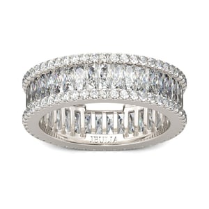 Jeulia Baguette Cut Sterling Silver Women's Band
