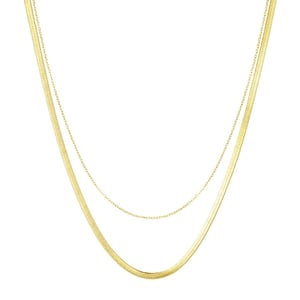 Mixed Snake and Cable Chain Necklace Gold