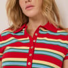 Red Striped Knitted Polo Top