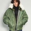 Zipped Hooded Flying Jacket in Green