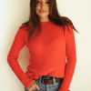 Openwork Sloane Crewneck in Orange Spritz