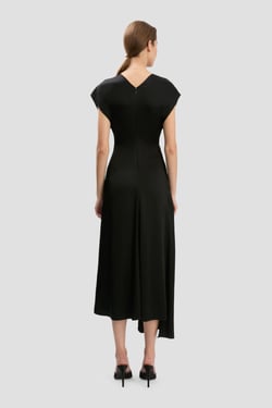 Victoria Beckham Aria Midi Dress In Black - 16 - Womens