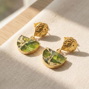 Hammered Peridot August Birthstone Earrings