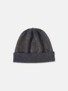 Cashmere Ribbed Knit Hat - One Size / charcoal / AK0257-75