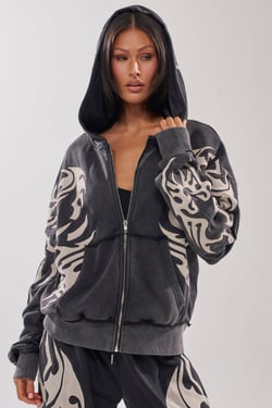 AKIRA On Fire Zip Up Sweatshirt | Black | Size 2X