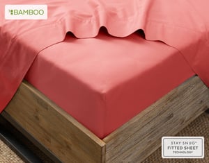 QE Home 310TC Bamboo Cotton Fitted Sheet in Huckleberry, Red, Queen
