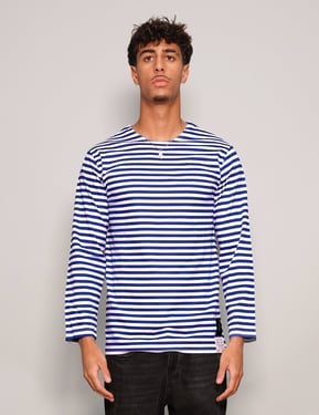 Vintage Naval Long Sleeve T-Shirt in Blue Stripe