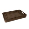 Derby Rectangle Leather Tray Set   Brown