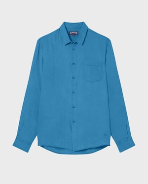Vilebrequin - Men Linen Shirt Solid - Shirt - Caroubis - Blue - Size XXXL