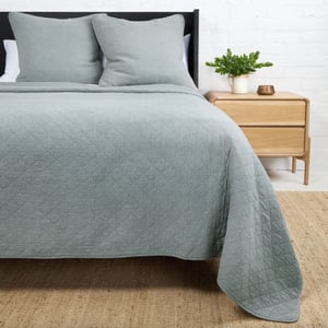 Huntington Cotton Queen Coverlet   Sea Glass