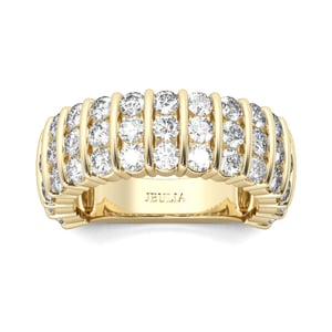 Jeulia Contemporary Design Round Cut Sterling Silver Women's Band