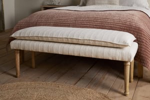 nkuku Kiana Cotton Upholstered Bench | Seating | One Size | Natural