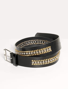 Goldstar - Gold and Silver Studded Leather Belt