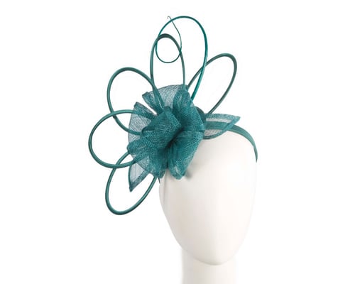 Unique teal green sinamay fascinator by Max Alexander