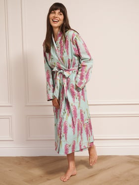 Womens Cotton Grandpa Robe Duck Egg Wisteria - 3XL / 22-24 / Duck Egg