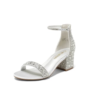DREAM PAIRS Rhinestone Low Chunky Heel Sandals