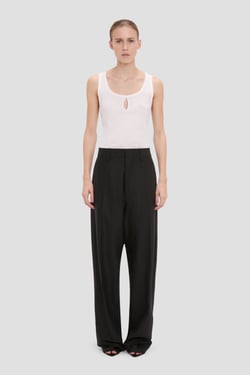 Victoria Beckham Curved Leg Trouser In Black - Size 4 UK