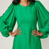 Green Balloon Sleeve Nicki Mini Dress