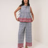 Black Gingham Embroidered Cropped Trousers