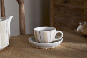 nkuku Patthar Cup & Saucer | Tableware | One Size | Cream & Clay