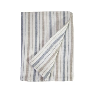 Naples Linen Queen Blanket   Ocean / Natural