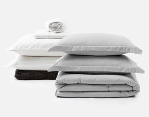 QE Home 7-Piece Move-In Bedroom Starter Bundle - Grey, GOTS Certified, White, Double