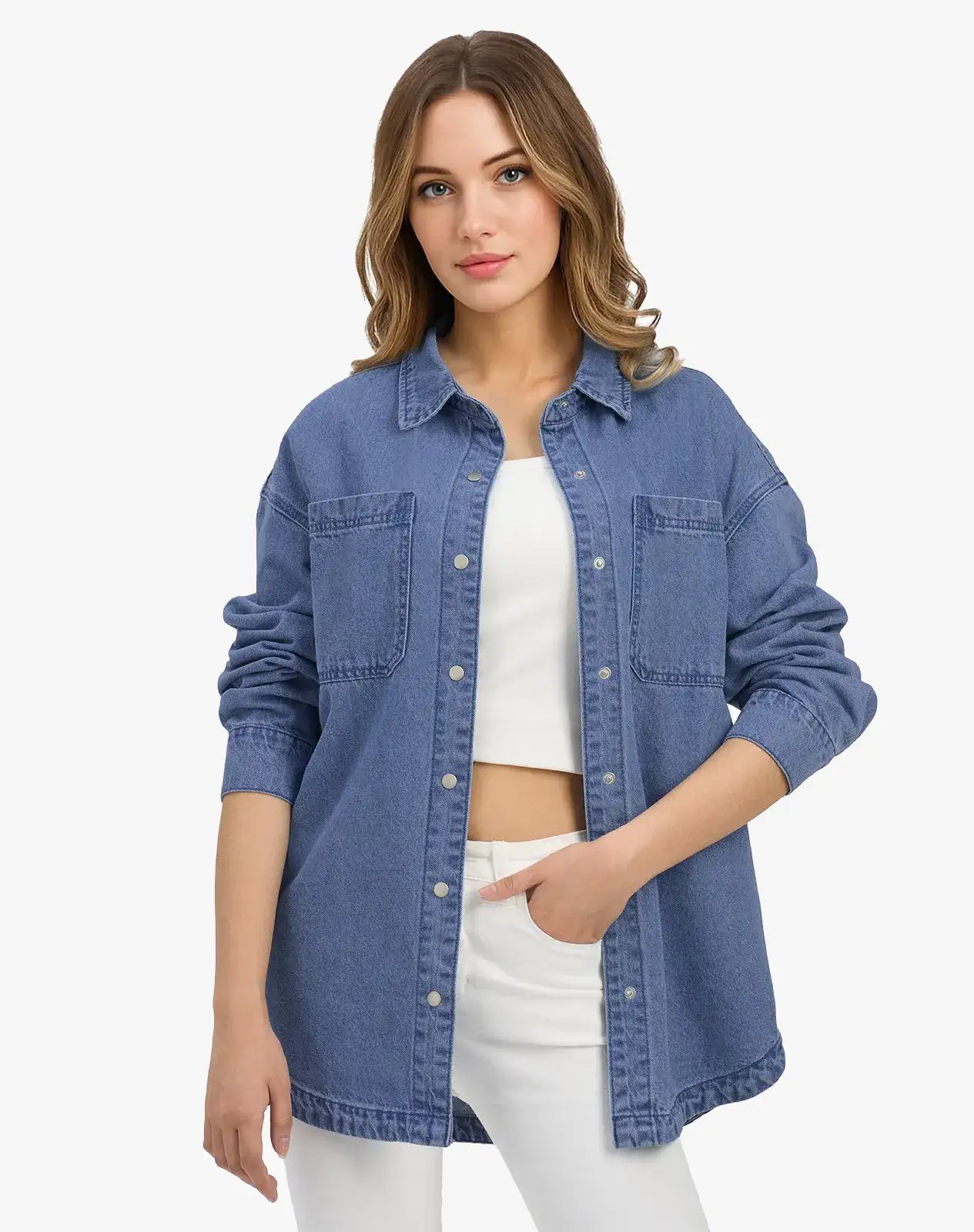 Women's Cotton Long Sleeve Loose Fit Work Shirt