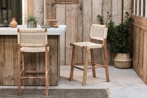 nkuku Madrisana Acacia & Rattan Bar Stool | Seating | One Size | Natural