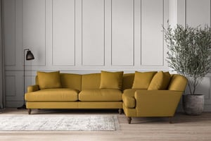 nkuku Deni Right Hand Corner Sofa | Make To Order | Grand | Recycled Cotton Ochre