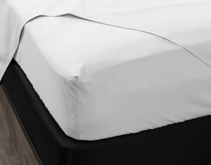 QE Home Organic Cotton Percale Fitted Sheet in White, GOTS Certified, King