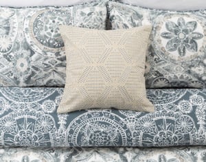 QE Home Sonesta Square Cushion Cover, Geometric, Blue, 18" x 18"