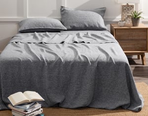QE Home Signature Vintage Washed European Linen Flat Sheet in Indigo Grey