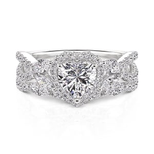 Jeulia Halo Twist Pointed Leaf Love Heart Ring Set