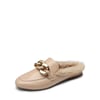 DREAM PAIRS Chain Closed Toe Fur Lined Mules