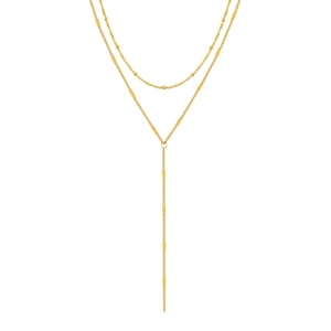 Layered Satellite and Starburst Chain Y Necklace